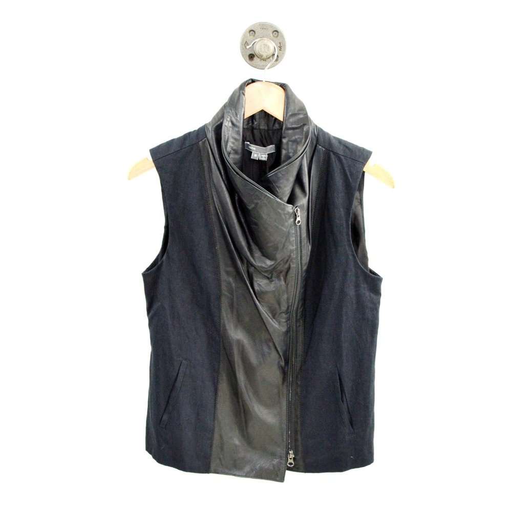 VINCE Leather + Linen Vest #126-121